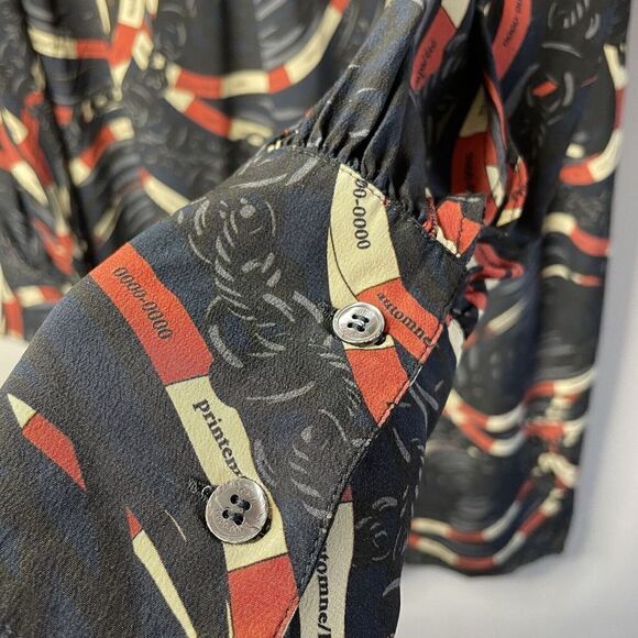 ROKH Shirt Dress Womens 40 US 2-4 Scarf Frill Silk Button Front Long Sleeve Midi - Picture 10 of 14